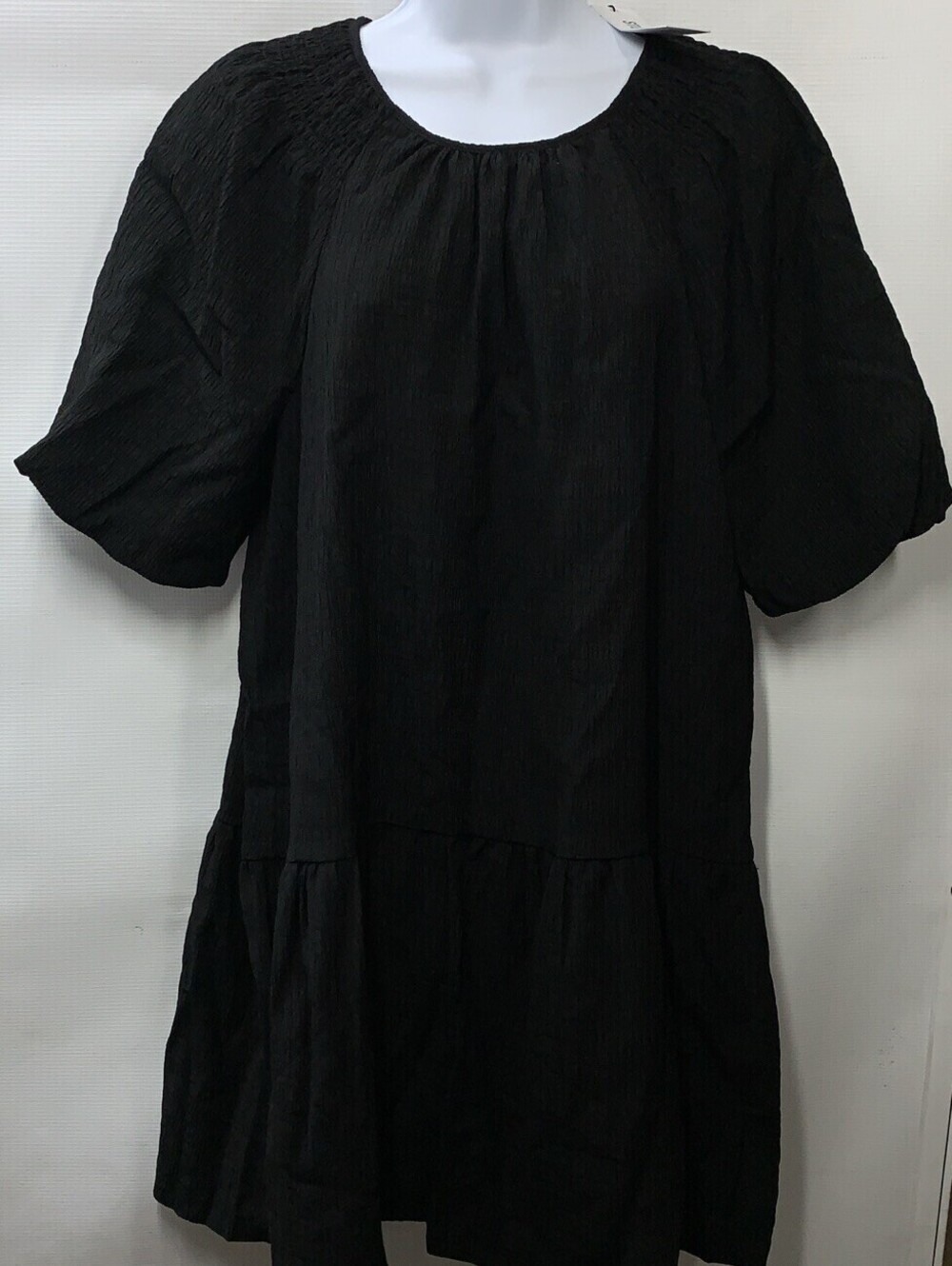 Steve Madden Women's Abrah Dress Little Black Dress Large Short Sleeve Pull-on